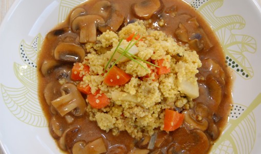 mushroom gravy and millet & veggies